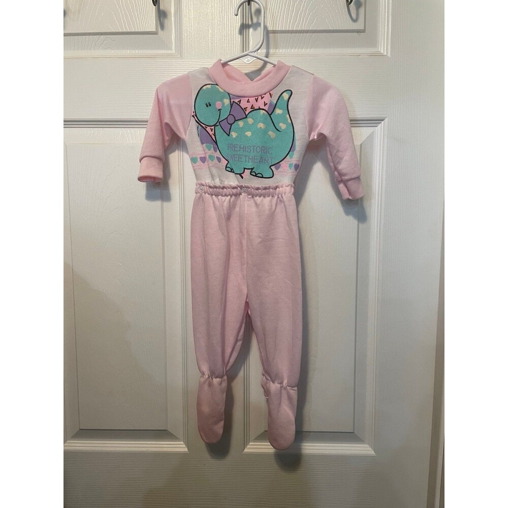Rare Vintage Lullaby Land Dinosaur Sleeper 9M • Prehistoric Sweetheart Pajamas
